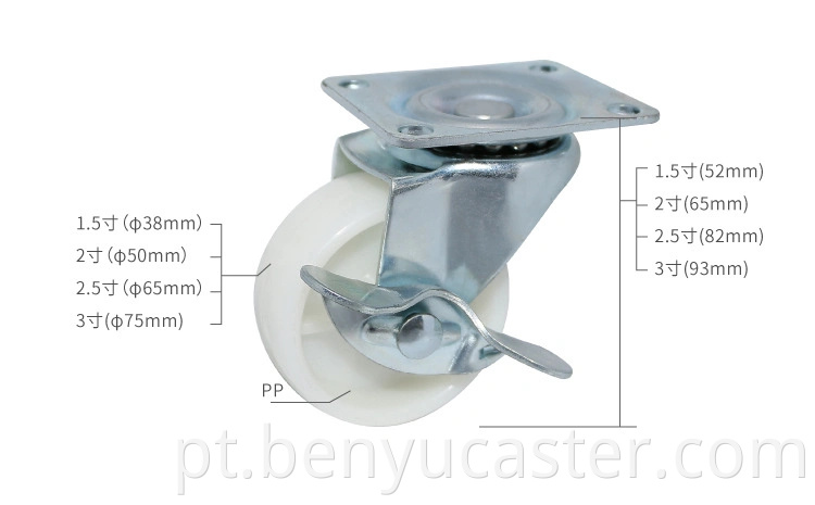 White PP Top Plate Caster Wheel